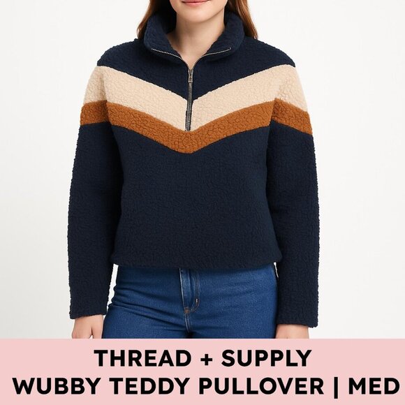 Thread & Supply Wubby Sherpa Pullover Chevron Colorblock M - Picture 13 of 14